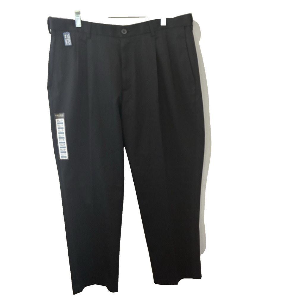 Haggar NWT Men's Classic Fit Pleated Premium No Iron Khaki Pants Black 38X29